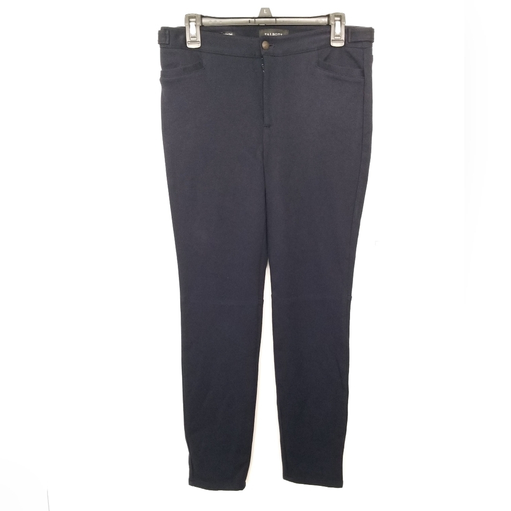 Talbots Womens 6 Lexington Pant Navy Blue Ponte Ankle Stretch Career Office